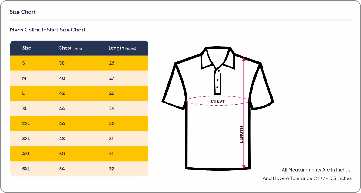 Collar t shirt size hotsell