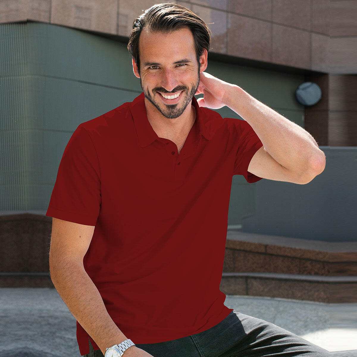 Carbon Ni Solid Collar T-shirts